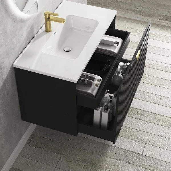 Matte Black Wall Hung Vanity drawers Matte Black Wall Hung Vanity drawers